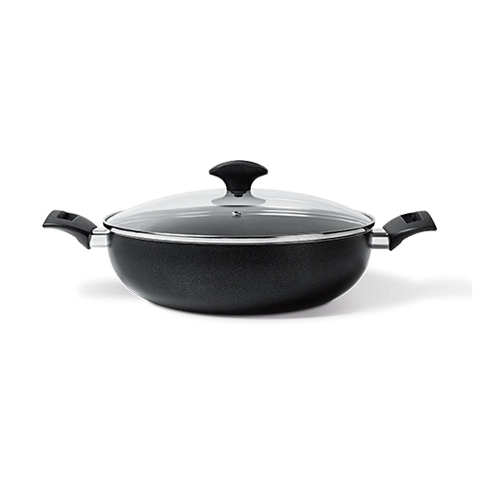 Wok Brinox Con Tapa Y Manijas Masala Negro 28Cm