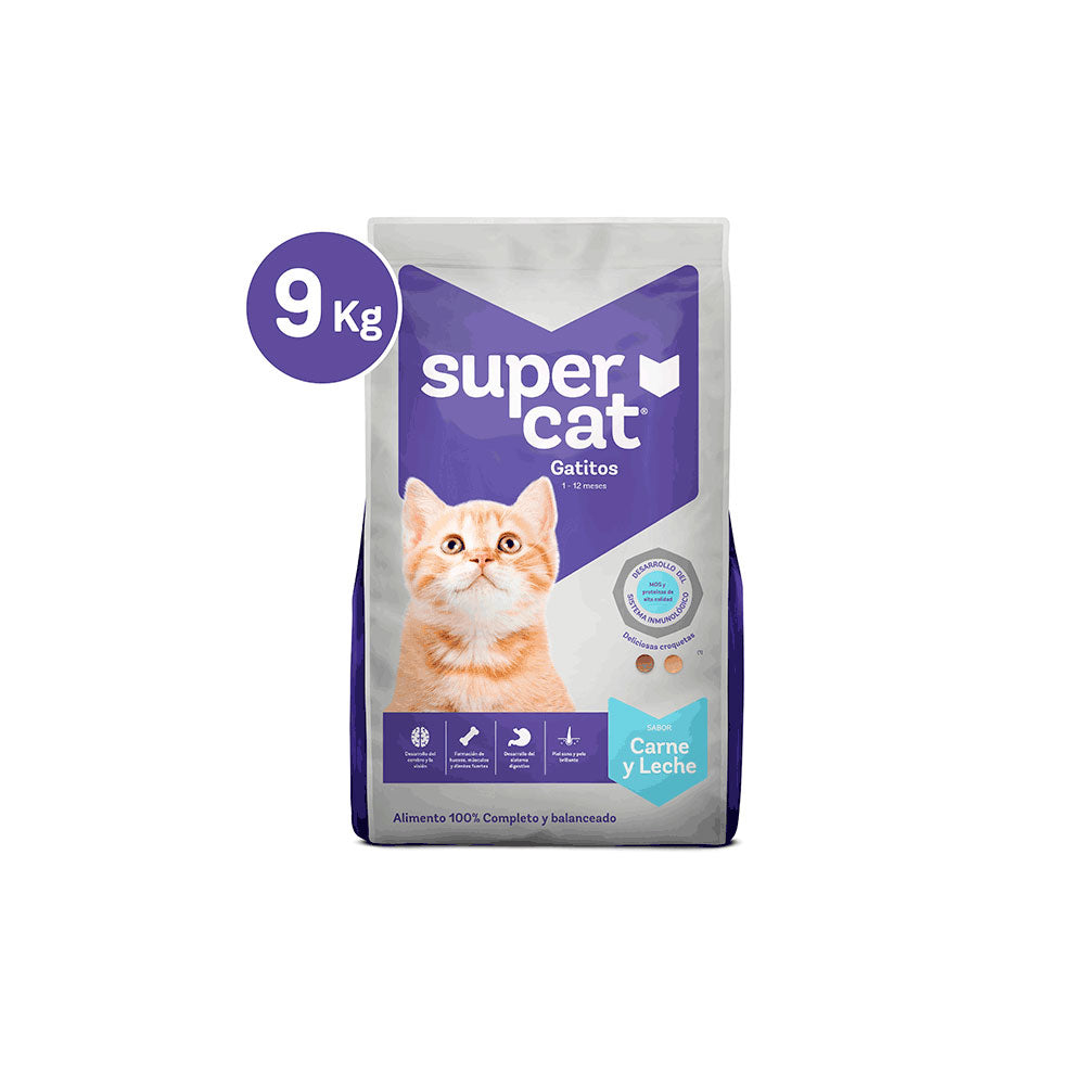 Alimentos para Gatos SuperCat Sabor Carne y Leche 9kg
