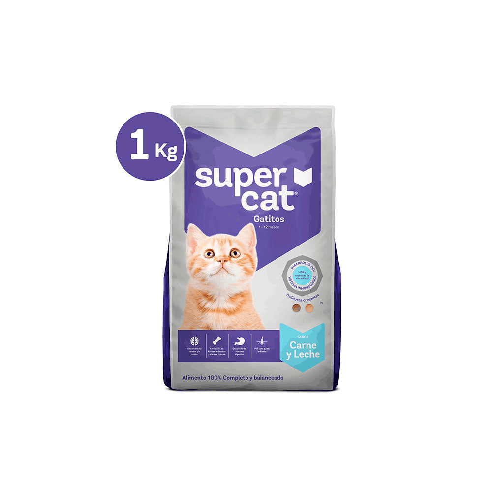 Alimentos para Gatos SuperCat Sabor Carne y Leche 1kg