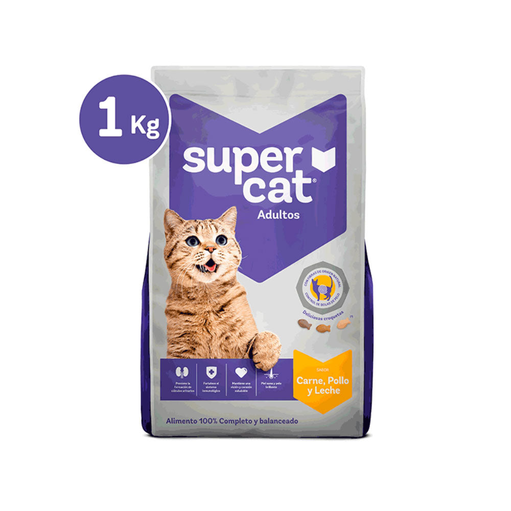 Alimentos para Gatos SuperCat Sabor Carne, Pollo 1kg