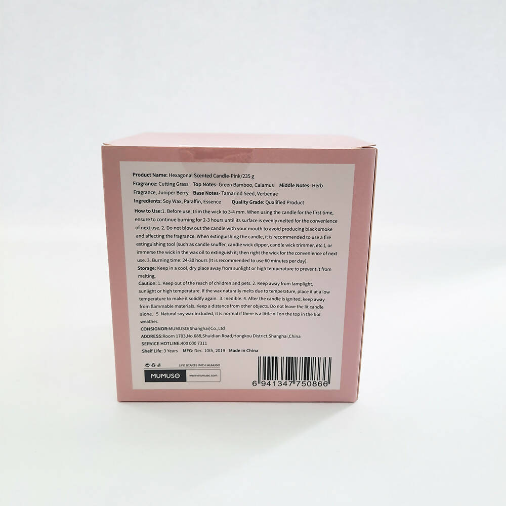 Vela Mumuso Perfumada Hexagonal Rosa