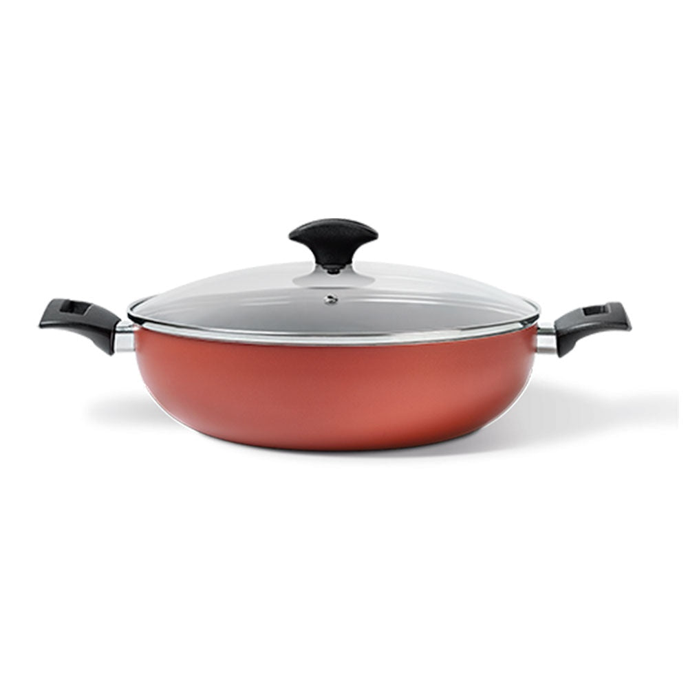 Wok Brinox Con Tapa Y Manijas Masala Terracota 28Cm