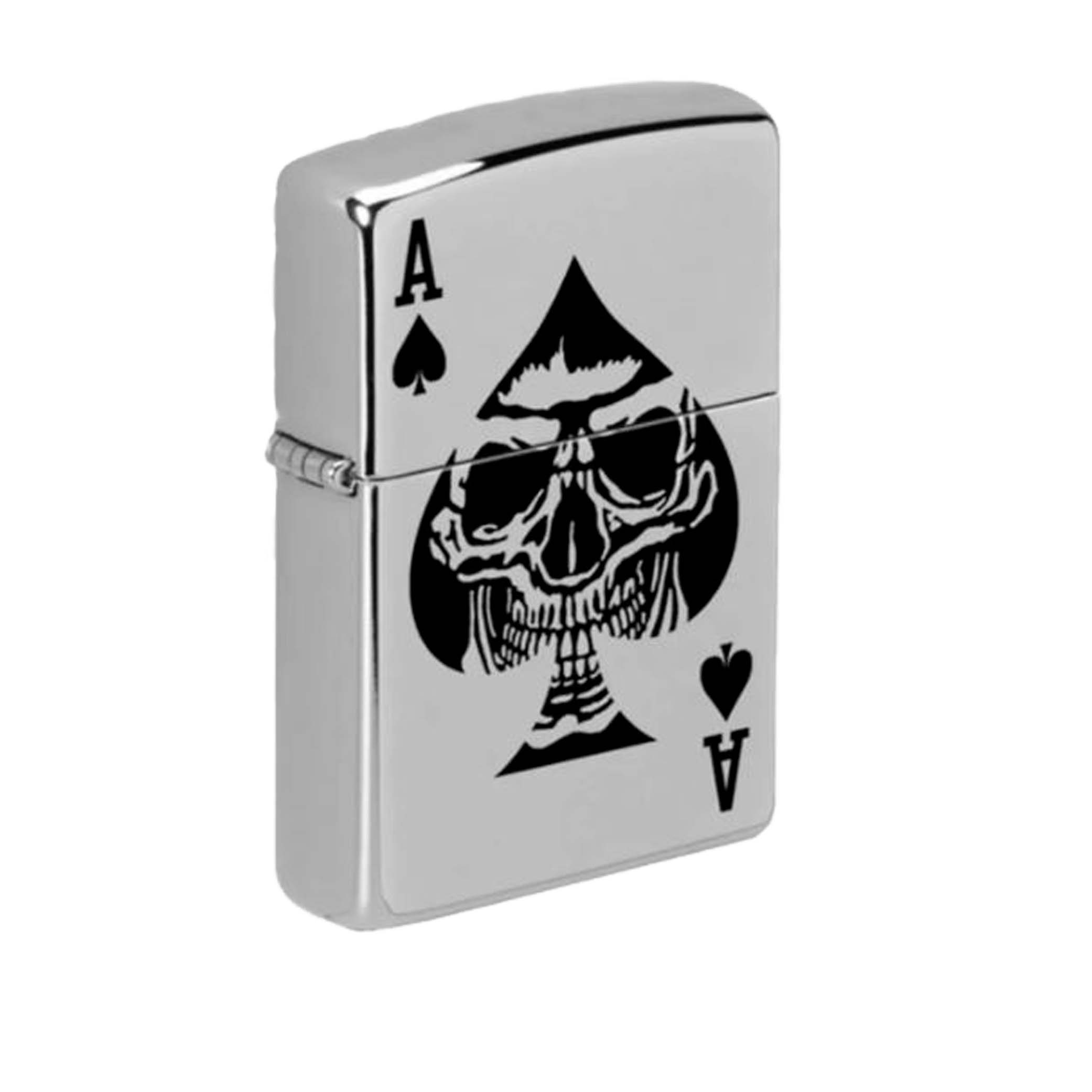 Encendedor Zippo Calavera As De Espada Cromo Satinado 49426