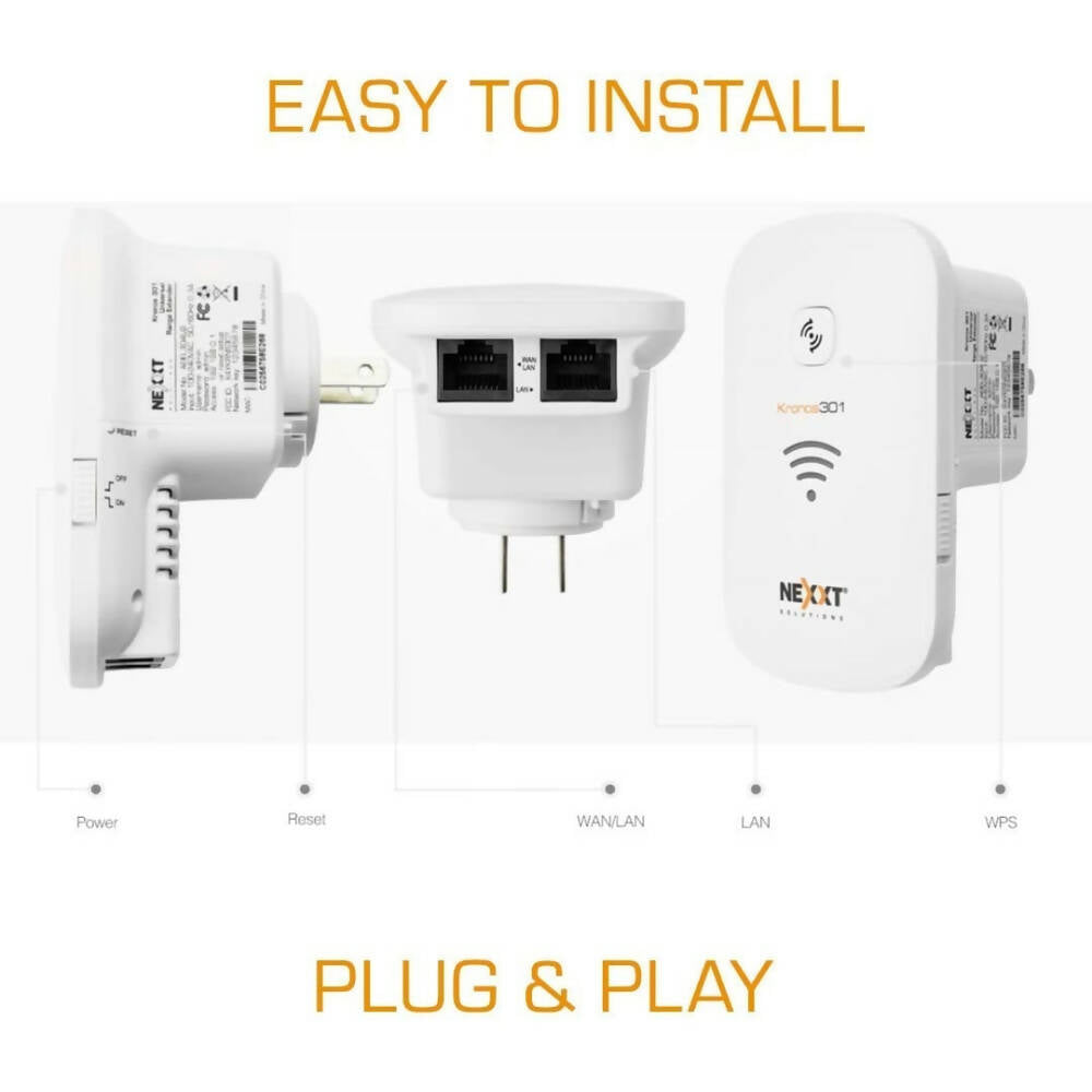 Amplificador, Repetidor, Extensor de Señal WiFi 802.11 b/g/n hasta 300Mbps - Nexxt KRONOS301