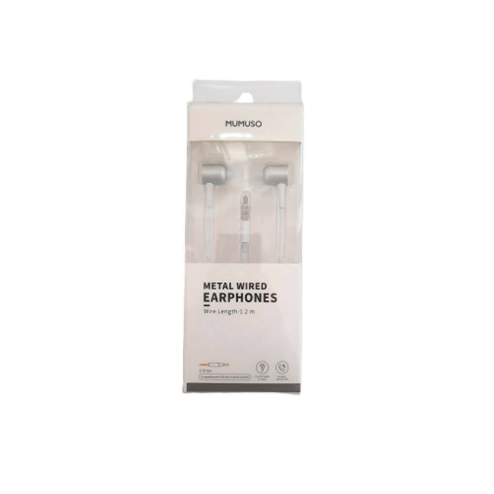 Auriculares Mumuso con Cable de Metal Blanco