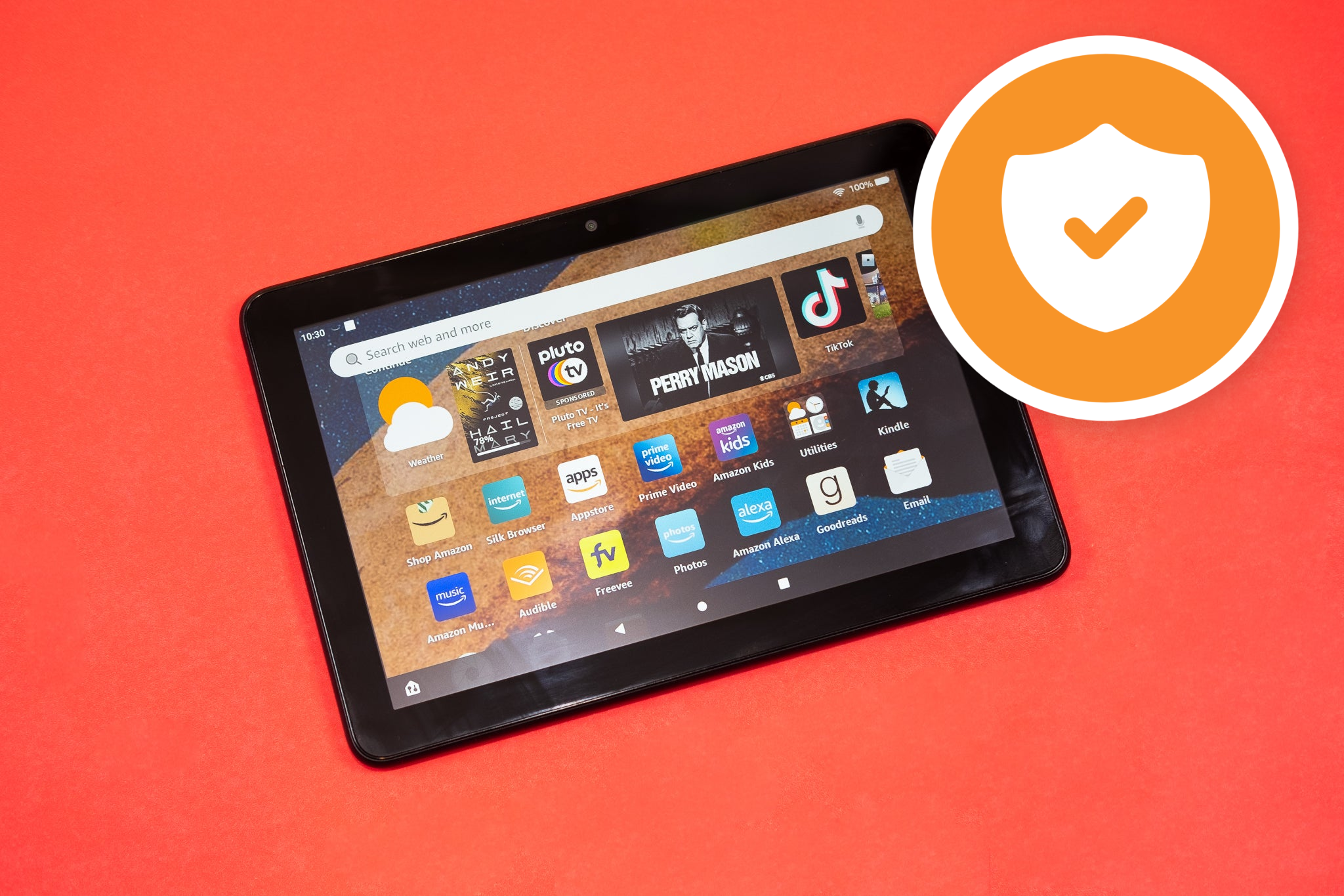 Tablet fondo naranja